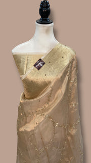 Pure Kora Tissue Handloom Banarasi Saree - Handwork - The Handlooms