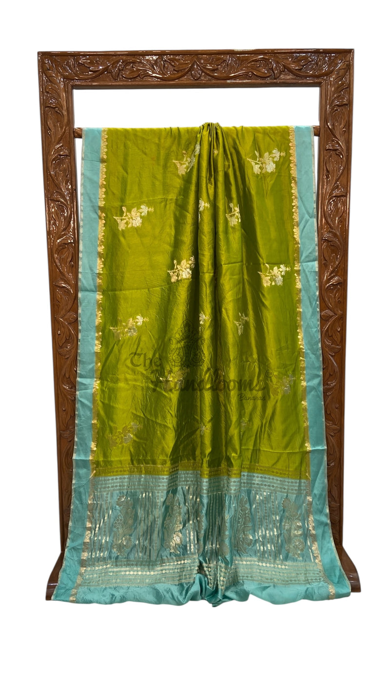 Pure Mango Silk Banarasi Handlokom Saree - The Handlooms