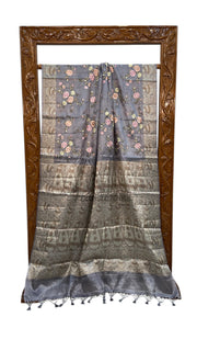 Tussar Silk Handloom Banarasi Saree With Chikankari - The Handlooms