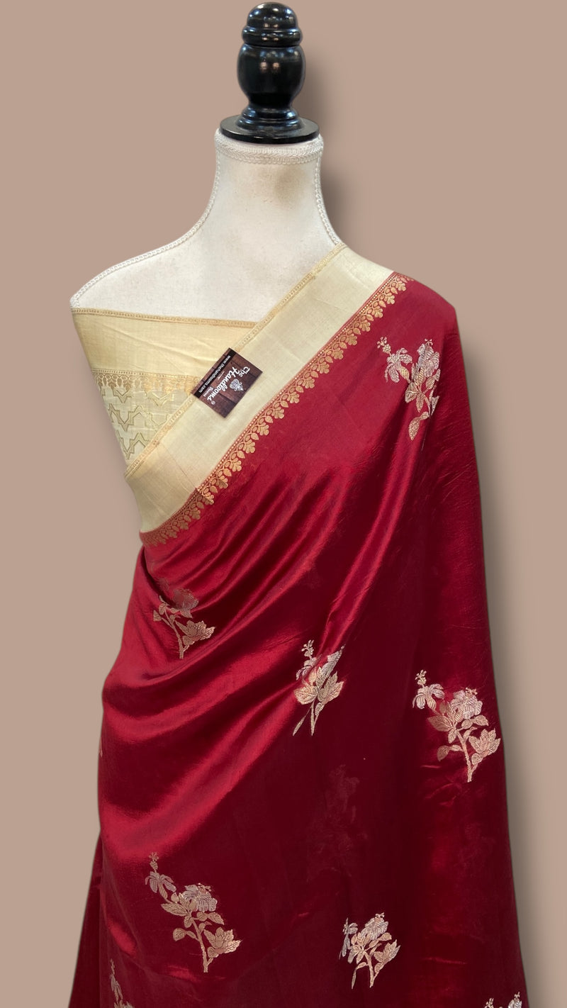 Pure Mango Silk Banarasi Handlokom Saree - The Handlooms