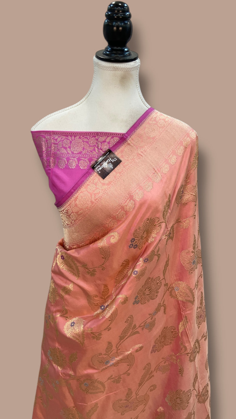 Ektara Pure Katan Silk Banarasi Handloom Saree - All Over Kadiyal Jaal Work - The Handlooms