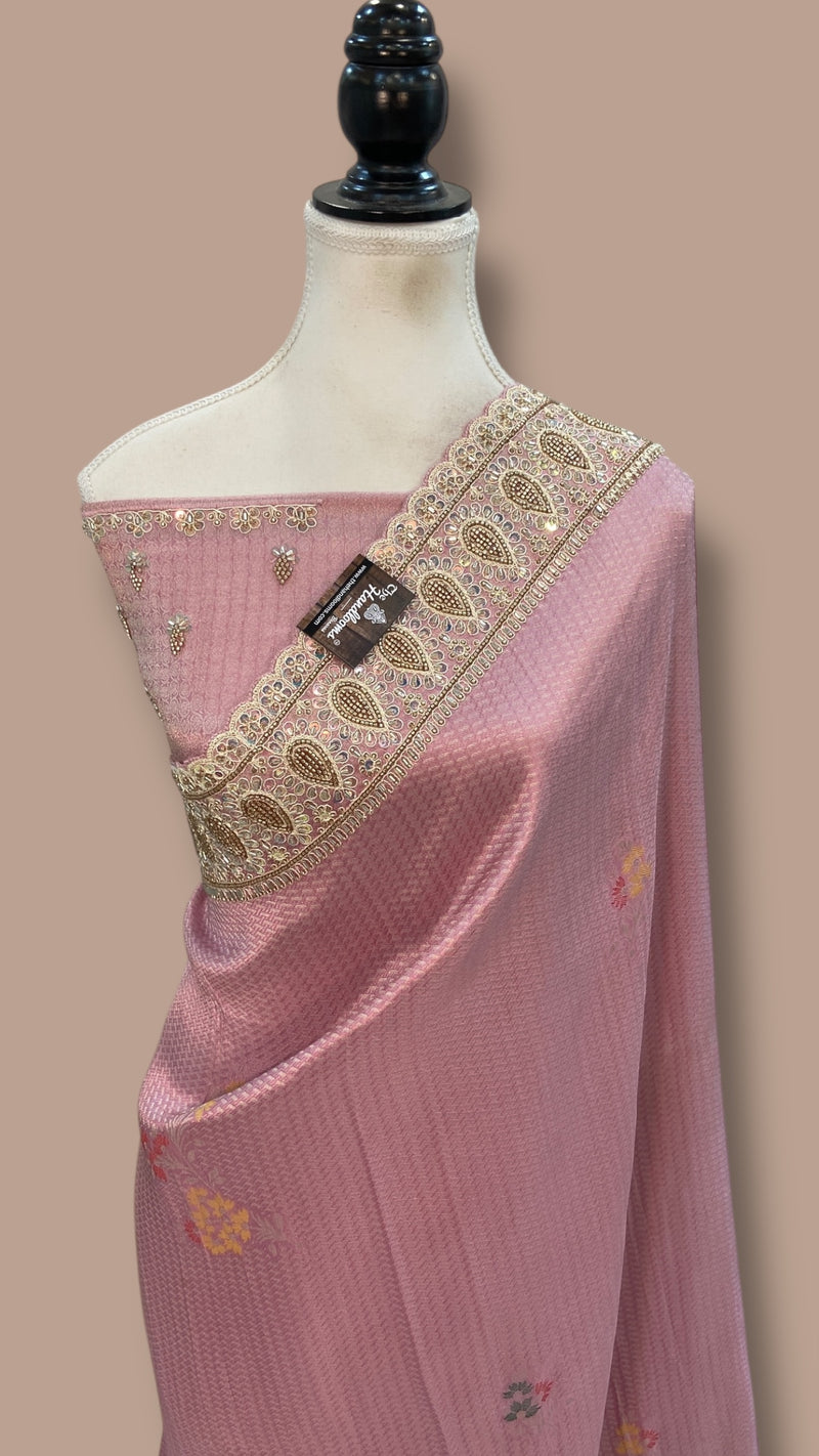 Banarasi Brocade Silk Saree with Exquisite Handwork - The Handlooms