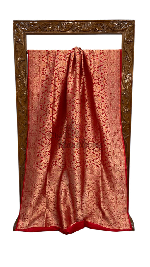 Regal Pure Katan Silk Banarasi Saree – Handwoven Tanchui Brocade with Meenakari Work - The Handlooms