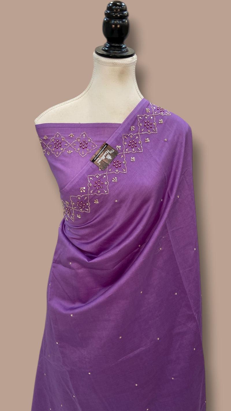 Pure Chanderi Cotton Handloom Banarasi Saree - Handwork