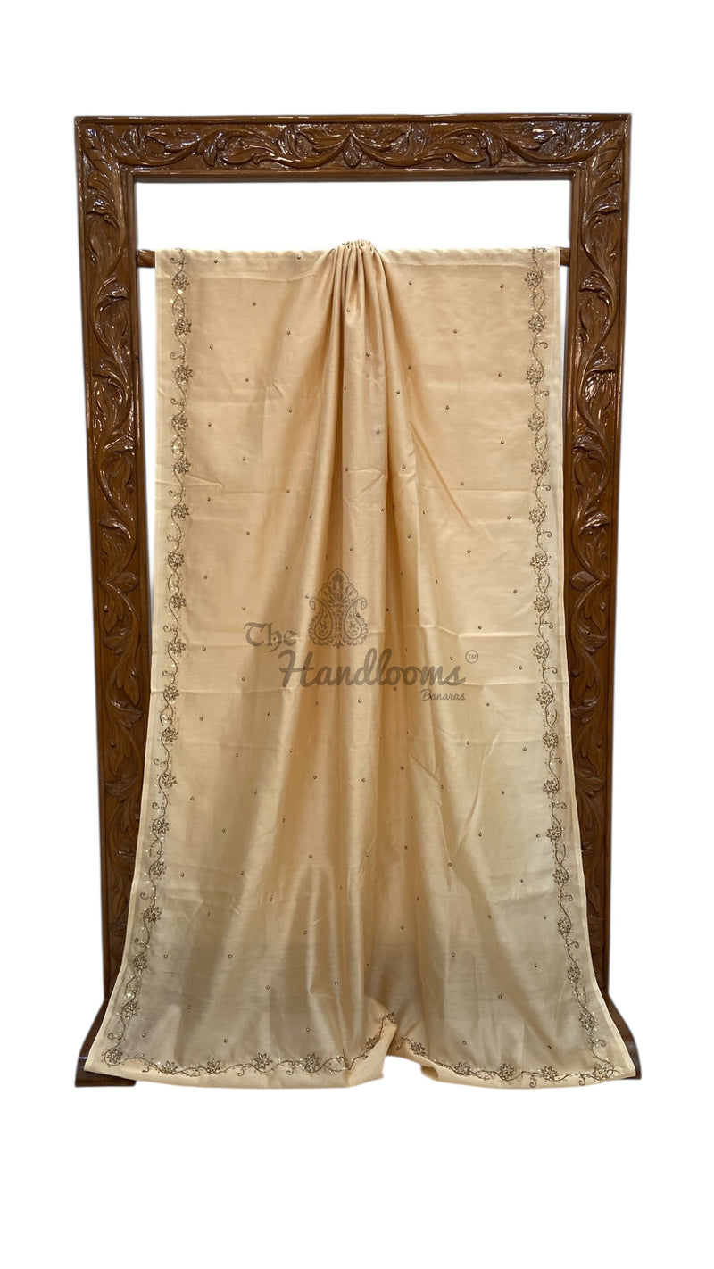 Pure Chanderi Cotton Handloom Banarasi Saree - Handwork