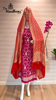 Khaddi Georgette Banarasi Dress material Water Zari - The Handlooms