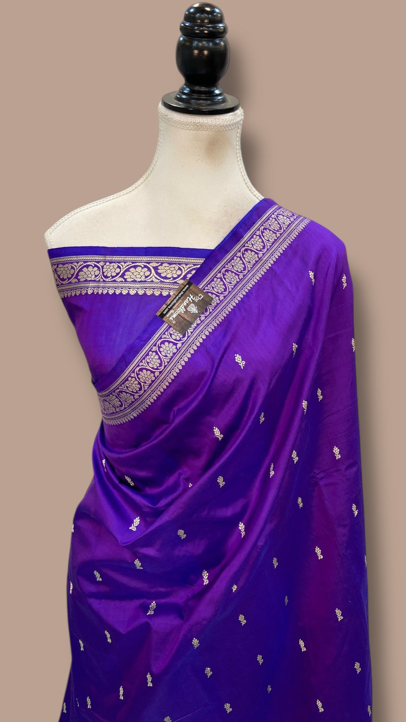 Pure Katan Silk Reshmi Zari Banarasi Handloom Saree - The Handlooms