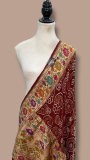 Pure Georgette Banarasi Bandhej Handloom Dupatta - The Handlooms