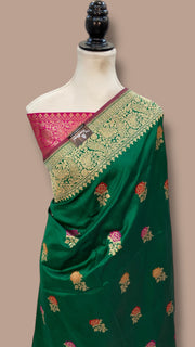 Pure Katan Silk Banarasi Handloom Saree - All over Jaal Work With Meenakari - The Handlooms