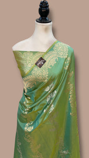 Pure Katan Silk Banarasi Handloom Saree - All Over Soona Roopa Kadua Stripe - The Handlooms