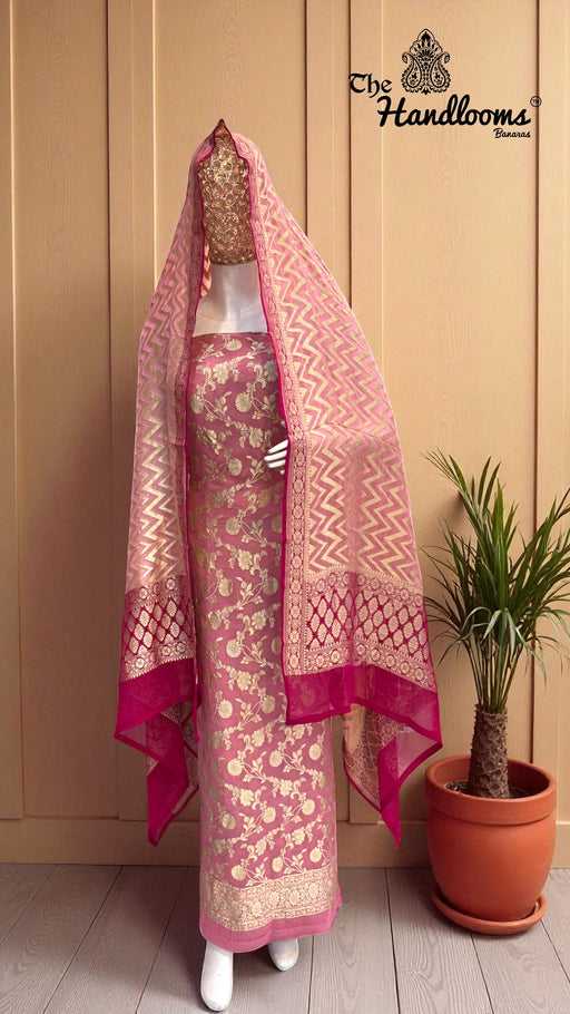 Khaddi Georgette Banarasi Dress material Water Zari - The Handlooms