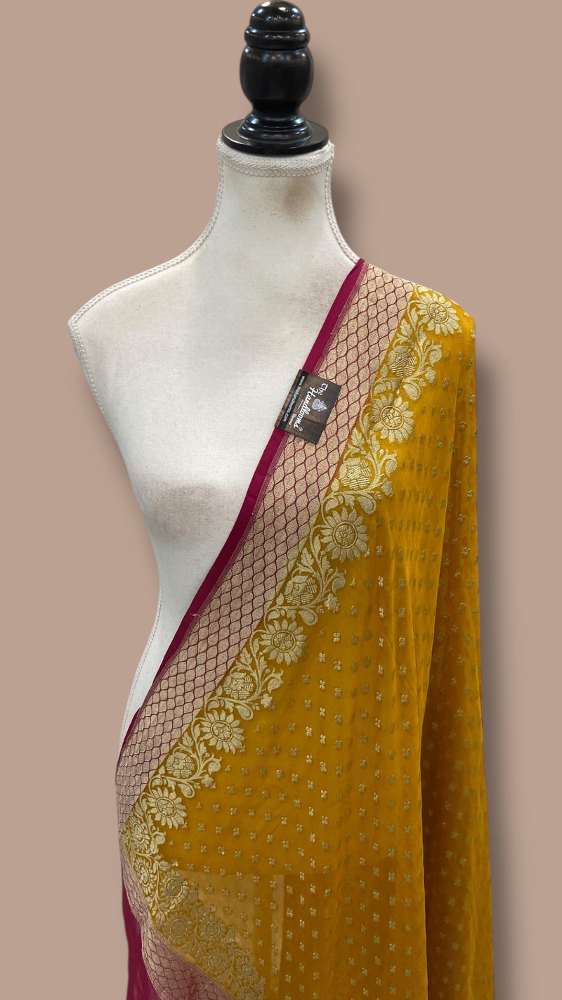 Pure Khaddi Georgette Handloom Dupatta - The Handlooms