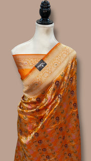 Honye Pure Katan Silk Banarasi Handloom Saree - All over Jaal Work With Meenakari - The Handlooms
