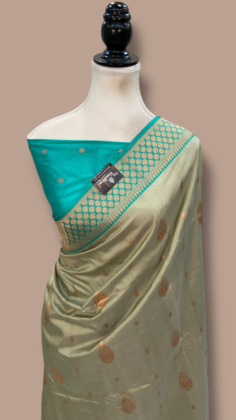 Pure Katan Silk Banarasi Handloom Saree - All Over Kadua Motifs - The Handlooms