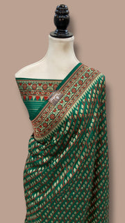 Regal Pure Katan Jamdani Silk Banarasi Saree – Handwoven Tanchui Brocade - The Handlooms