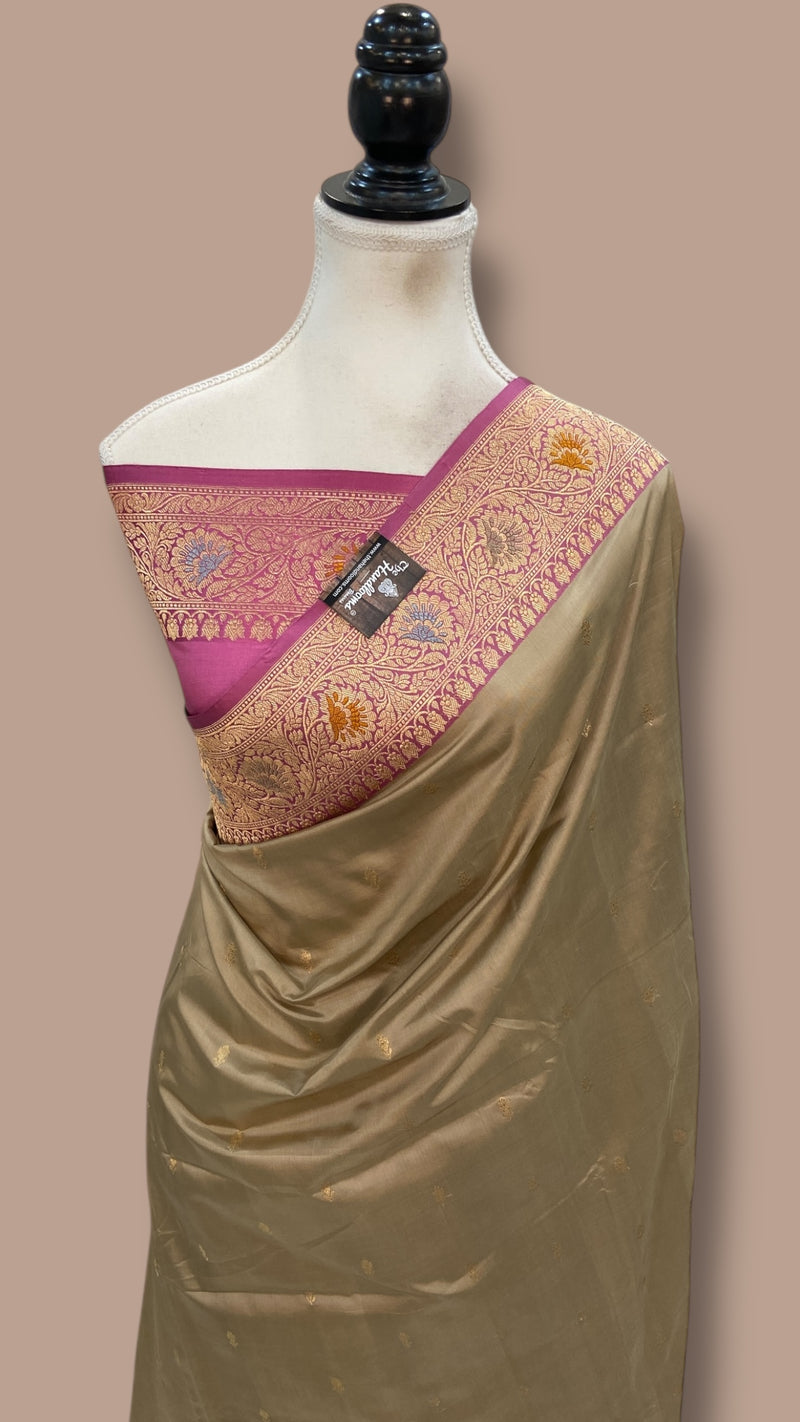 Pure Katan Silk Banarasi Handloom Saree - All Over Kadua Motifs - The Handlooms