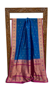 Pure Katan Silk Banarasi Handloom Saree - All Over Kadua Motifs - The Handlooms