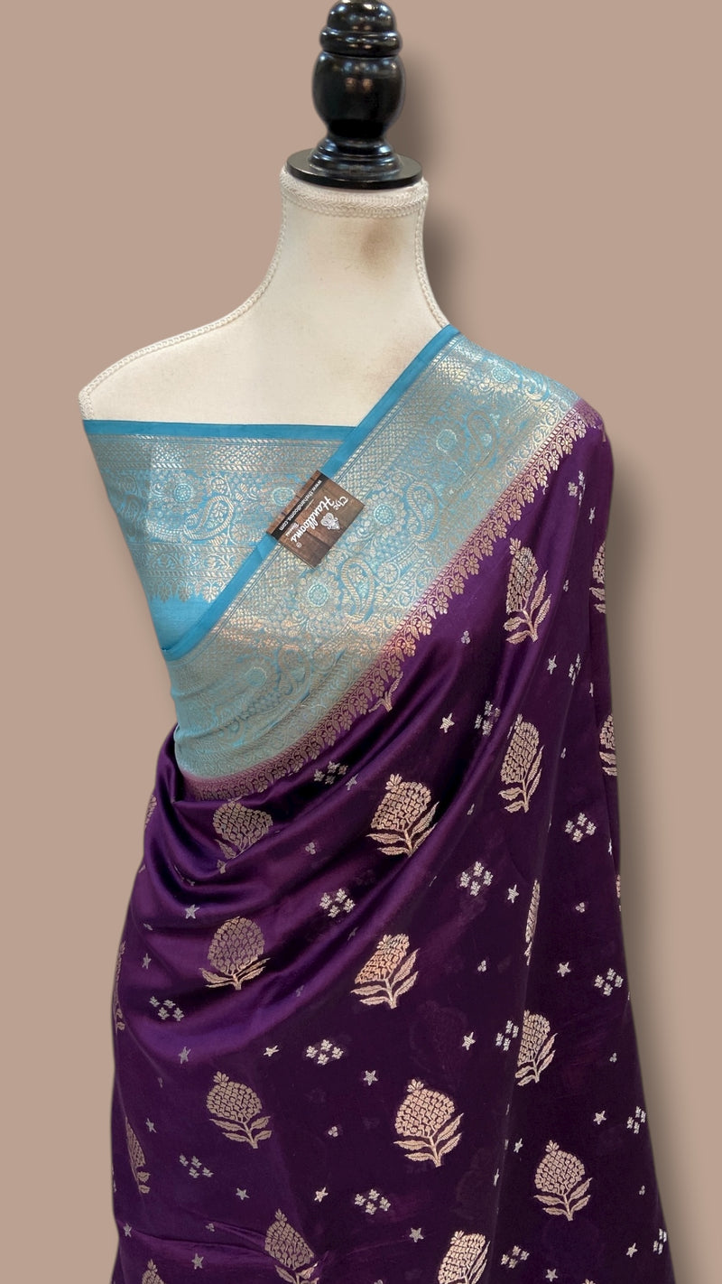 Pure Chiniya Silk Khaddi Handloom Banarasi Saree - The Handlooms
