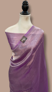 Purple Pure Kora Handloom Banarasi Saree - Plain - The Handlooms