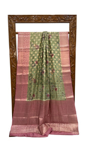 Pure Chiniya Silk Handloom Banarasi Saree Digital Print - The Handlooms