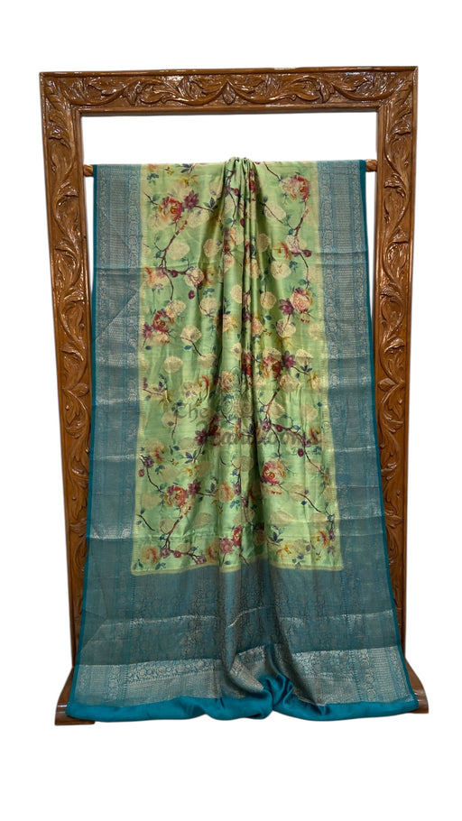 Pure Chiniya Silk Handloom Banarasi Saree Digital Print - The Handlooms