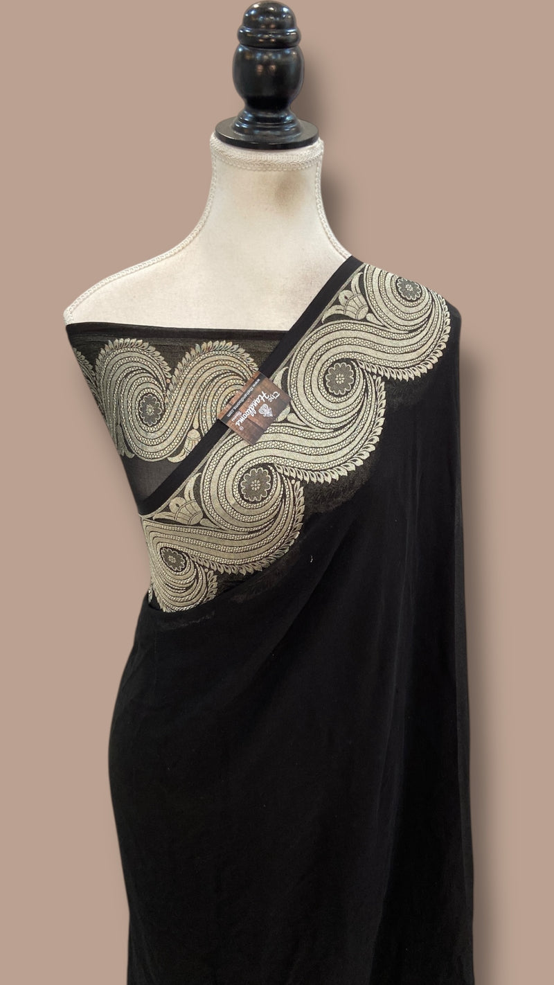 Khaddi Georgette Handloom Banarasi Saree - The Handlooms