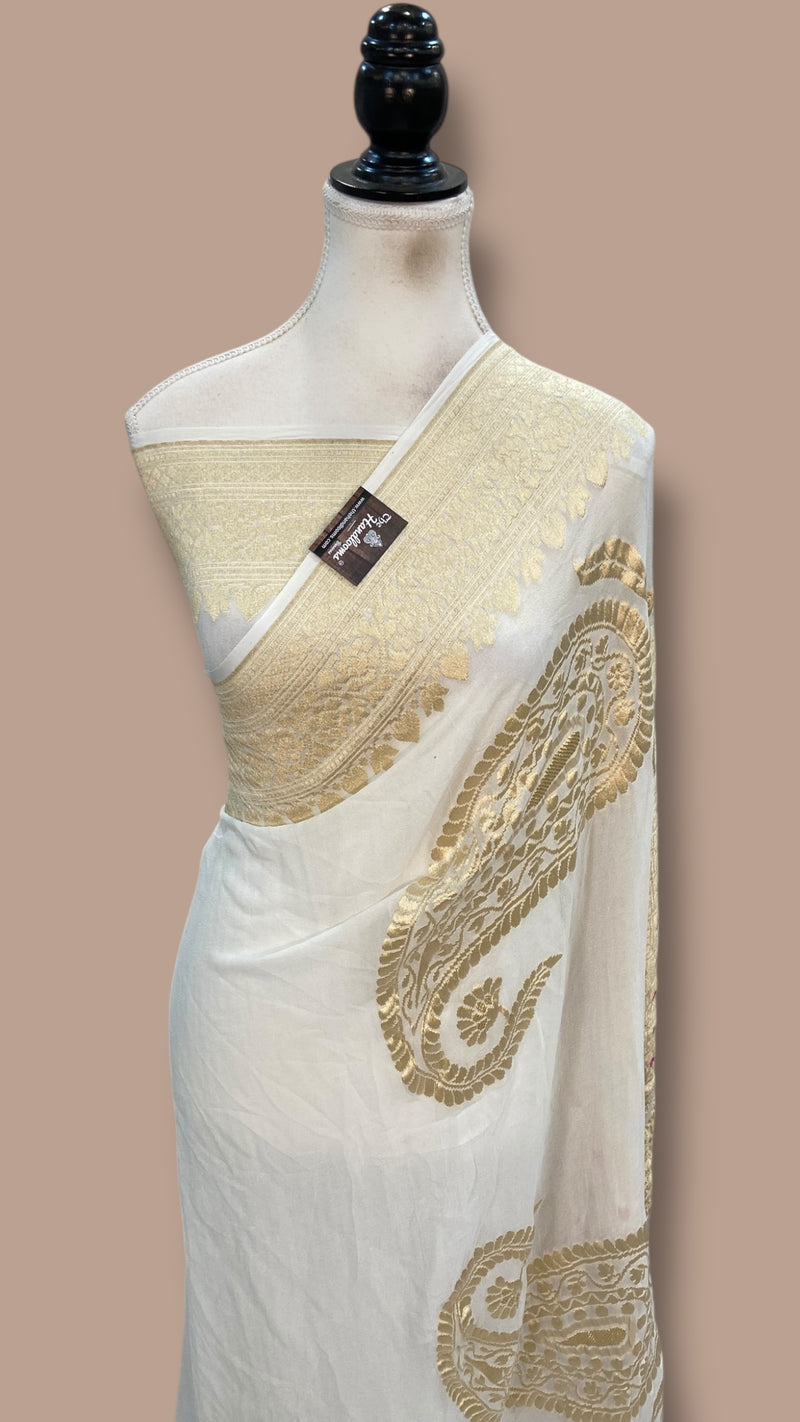 Khaddi Georgette Handloom Banarasi Saree