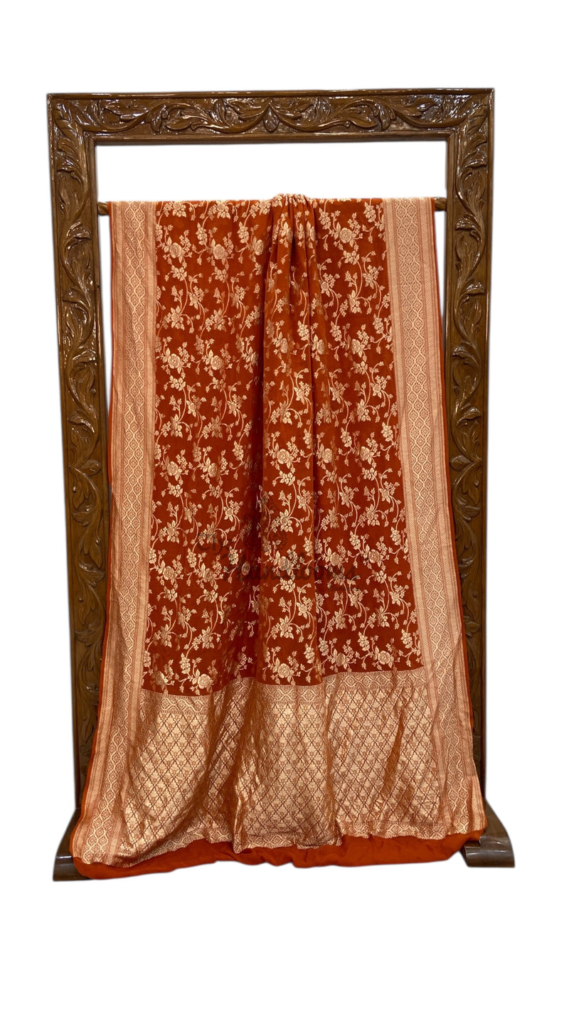 Khaddi Georgette Handloom Banarasi Saree - The Handlooms