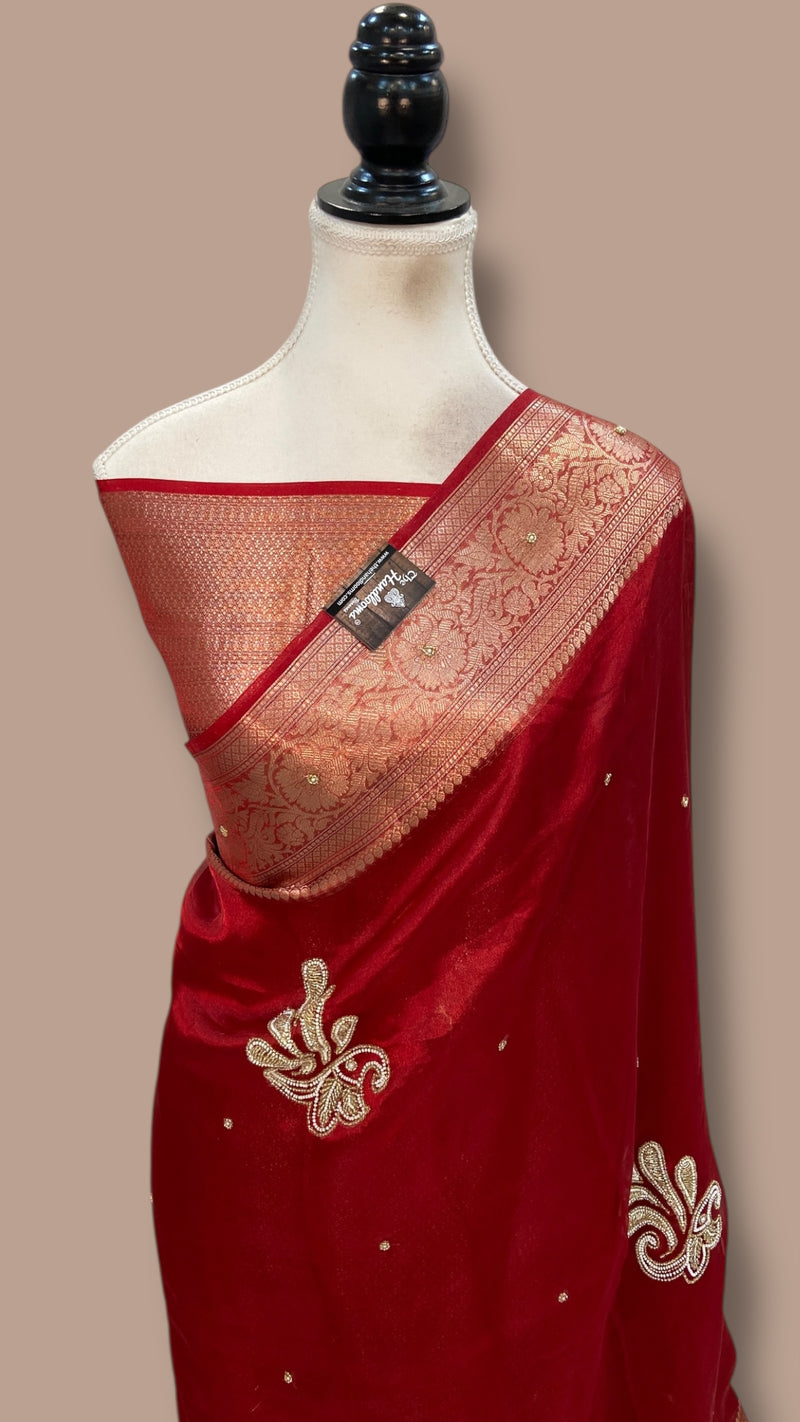 Pure Kora Tissue Handloom Banarasi Saree - Handwork