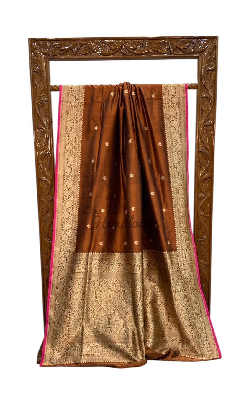 Pure Katan Silk Banarasi Handloom Saree - All Over Kadua Motifs