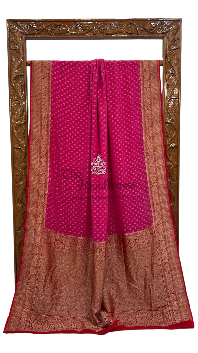 Khaddi Georgette Handloom Banarasi Saree -  Antique zari - The Handlooms