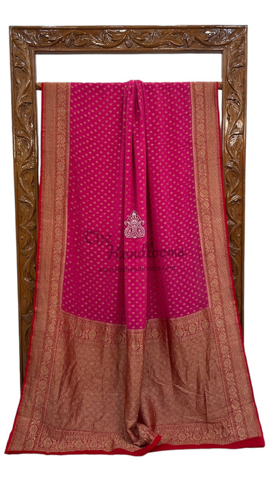 Khaddi Georgette Handloom Banarasi Saree -  Antique zari