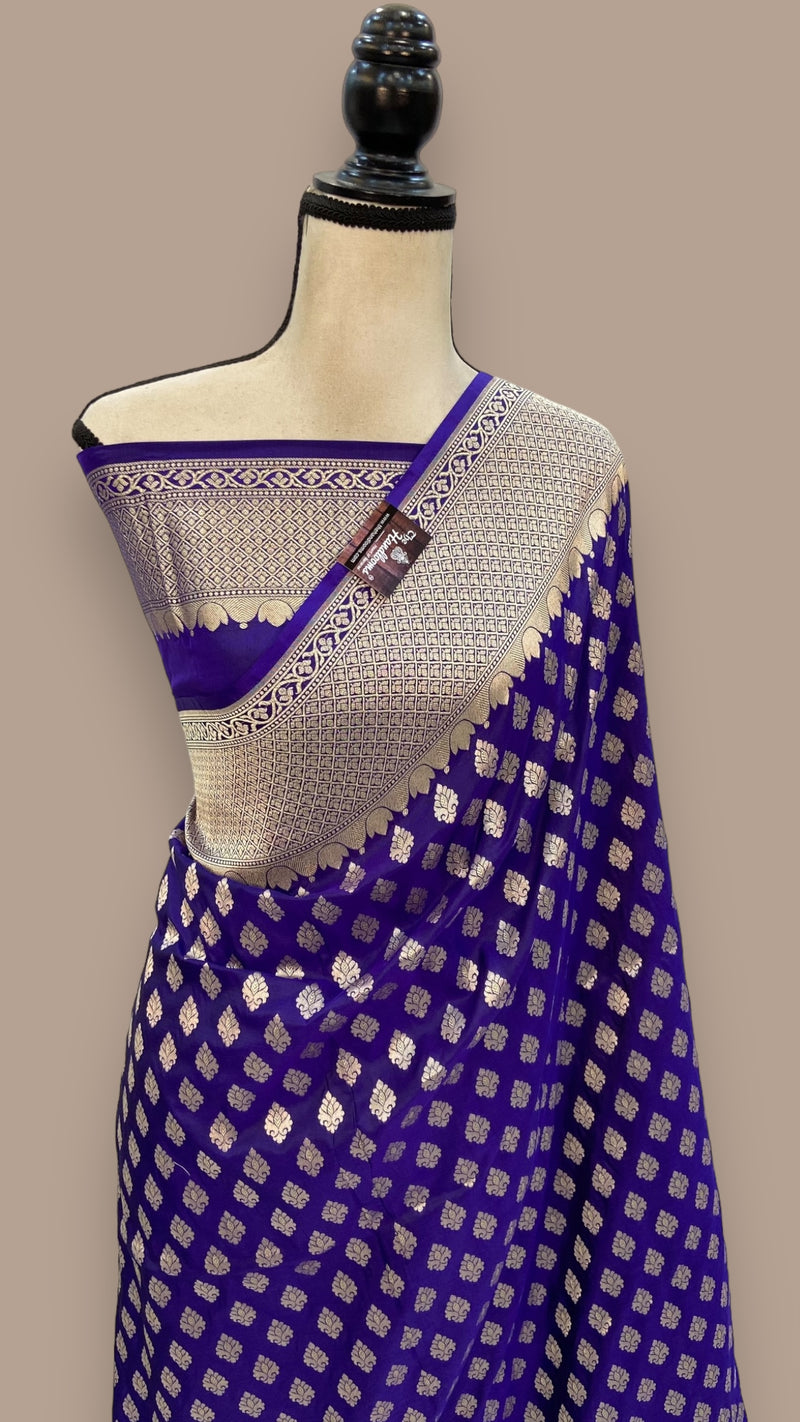 Pure Katan Silk Banarasi Handloom Saree - All Over Jaal Work - The Handlooms