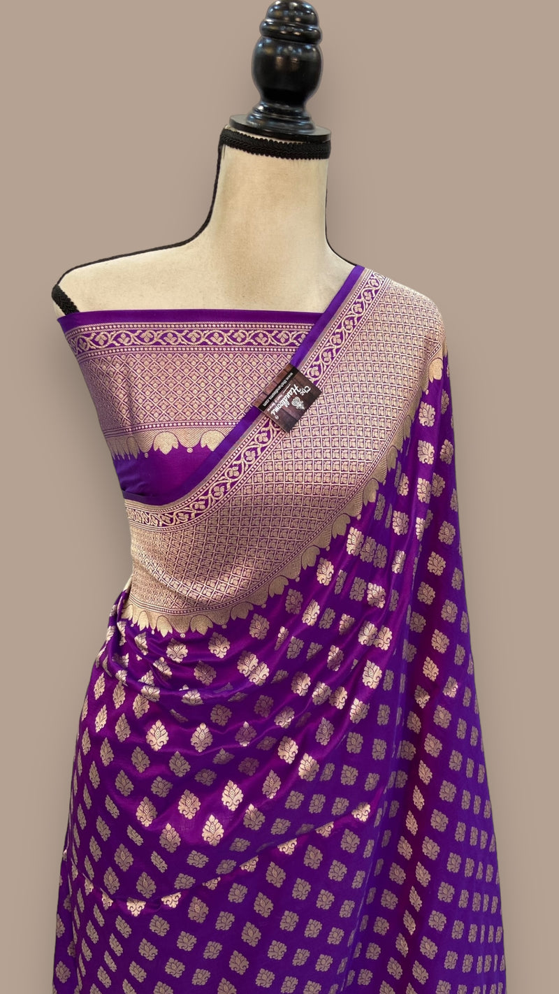 Pure Katan Silk Banarasi Handloom Saree - All Over Jaal Work - The Handlooms