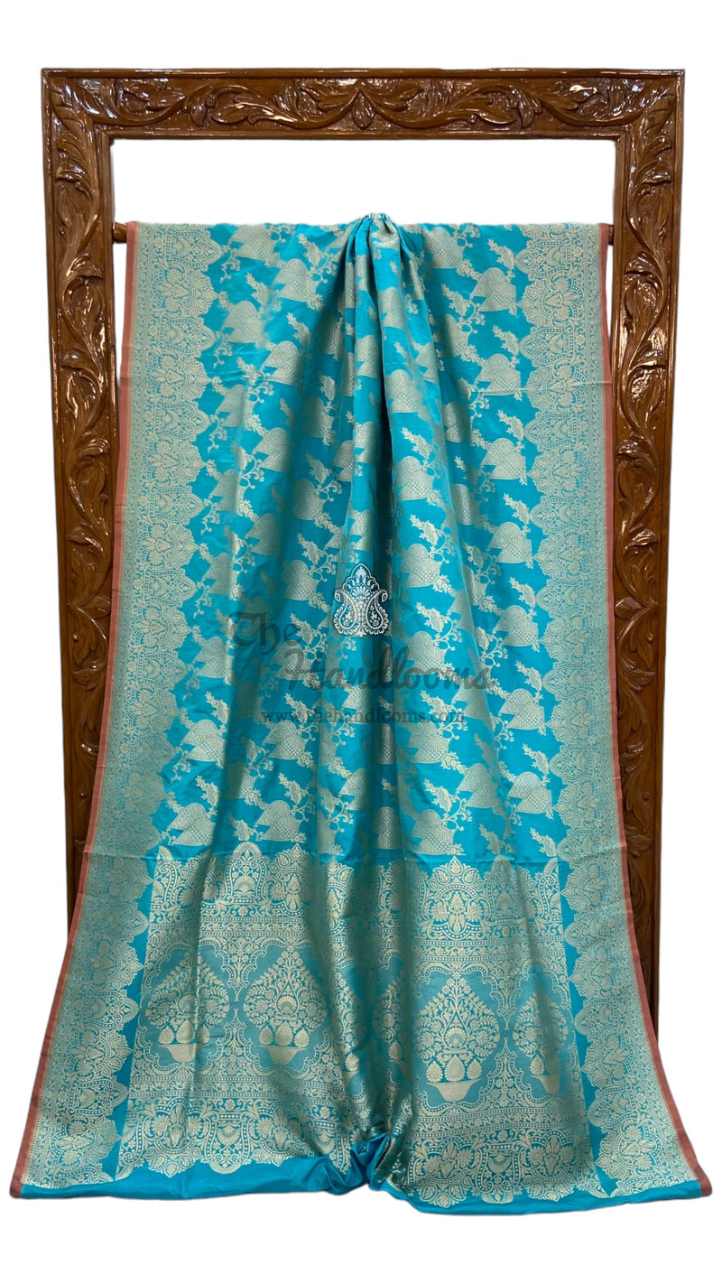 Pure Katan Silk Banarasi Handloom Saree - All Over Jaal Work - The Handlooms
