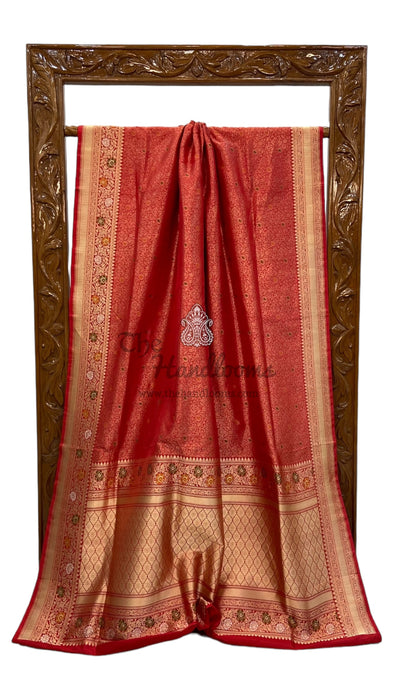 Pure Katan Silk Banarasi Handloom Saree - Tanchui Brocade With Meenakari