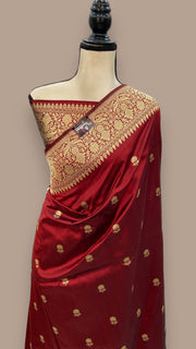 Pure Katan Silk Banarasi Handloom Saree - All over Kadua motifs - The Handlooms