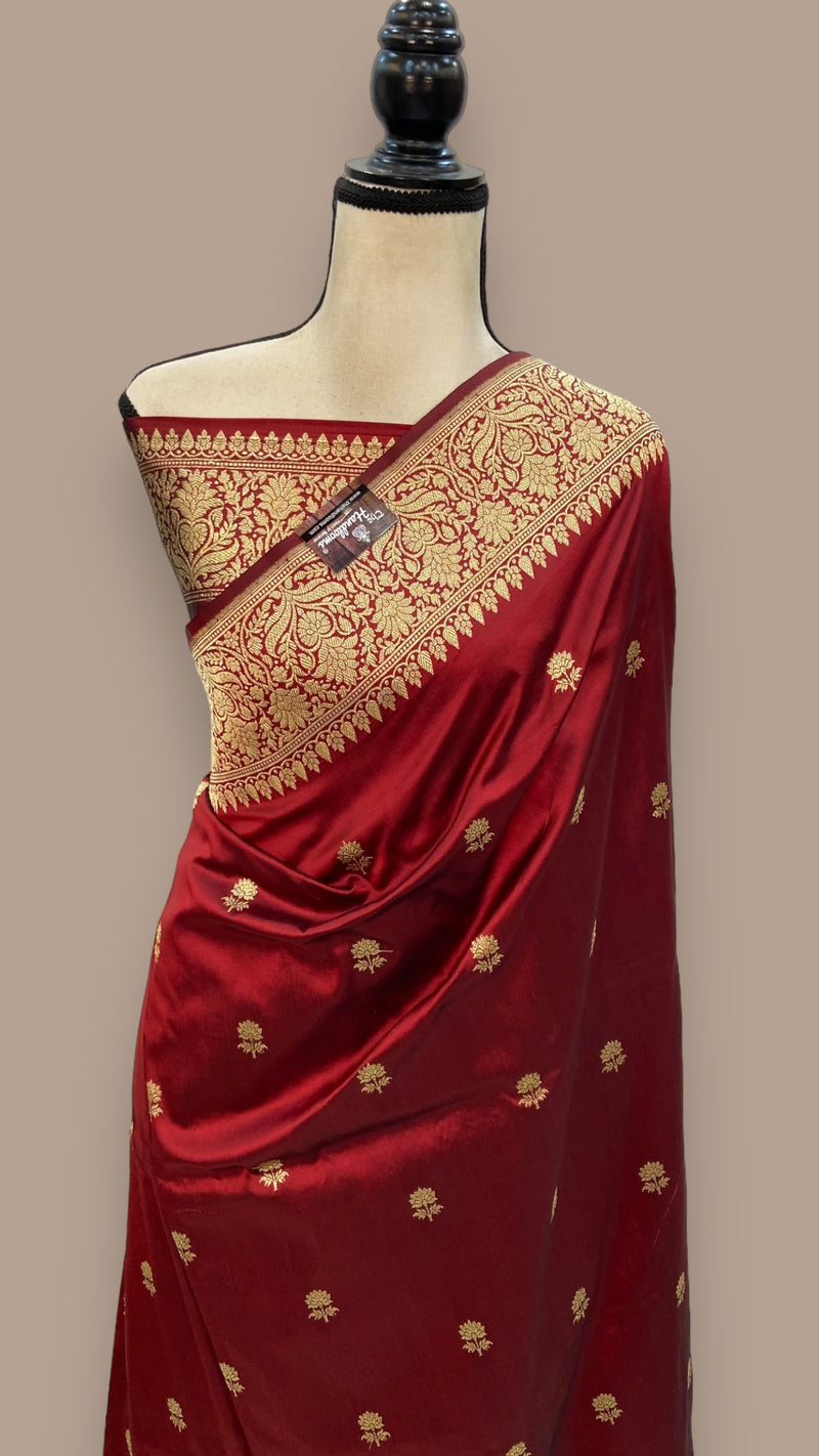 Pure Katan Silk Banarasi Handloom Saree - All over Kadua motifs - The Handlooms