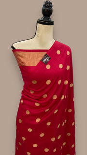 Red Moonga Georgette Handloom Banarasi Saree - The Handlooms