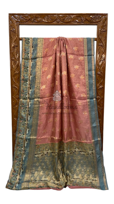 Pure Mango Silk Banarasi Handloom Reshmi Zari Saree With Digital Print