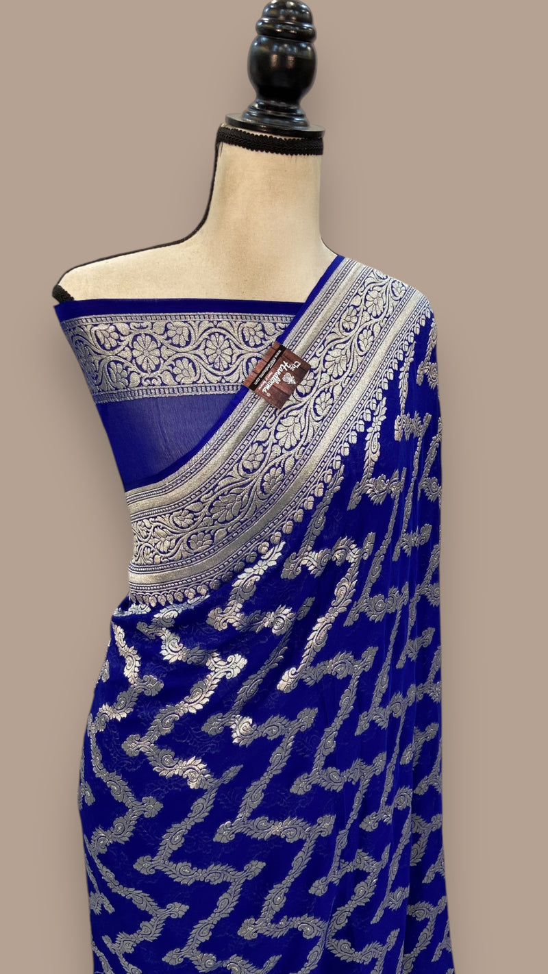 Khaddi Georgette Handloom Banarasi Saree - The Handlooms