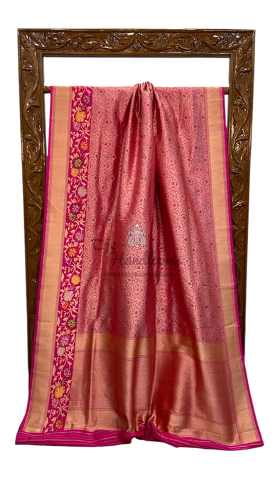 Pure Katan Silk Banarasi Handloom Saree - Tanchui Brocade With Meenakari