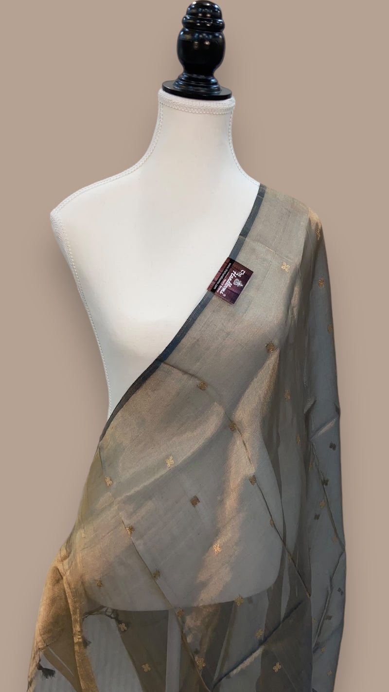 Pure kora Tissue Banarasi Brocade Handloom Dupatta - The Handlooms