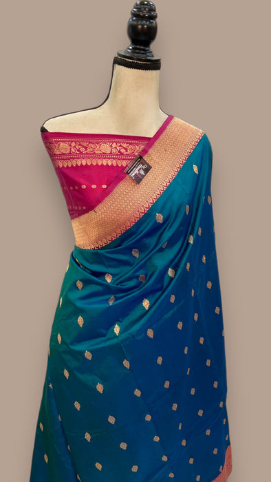 Pure Katan Silk Banarasi Handloom Saree - All over Kadua motifs