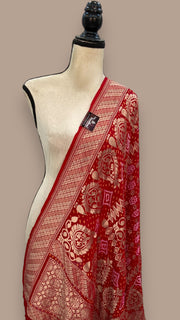 Pure Georgette Banarasi Bandhej Handloom Dupatta - The Handlooms