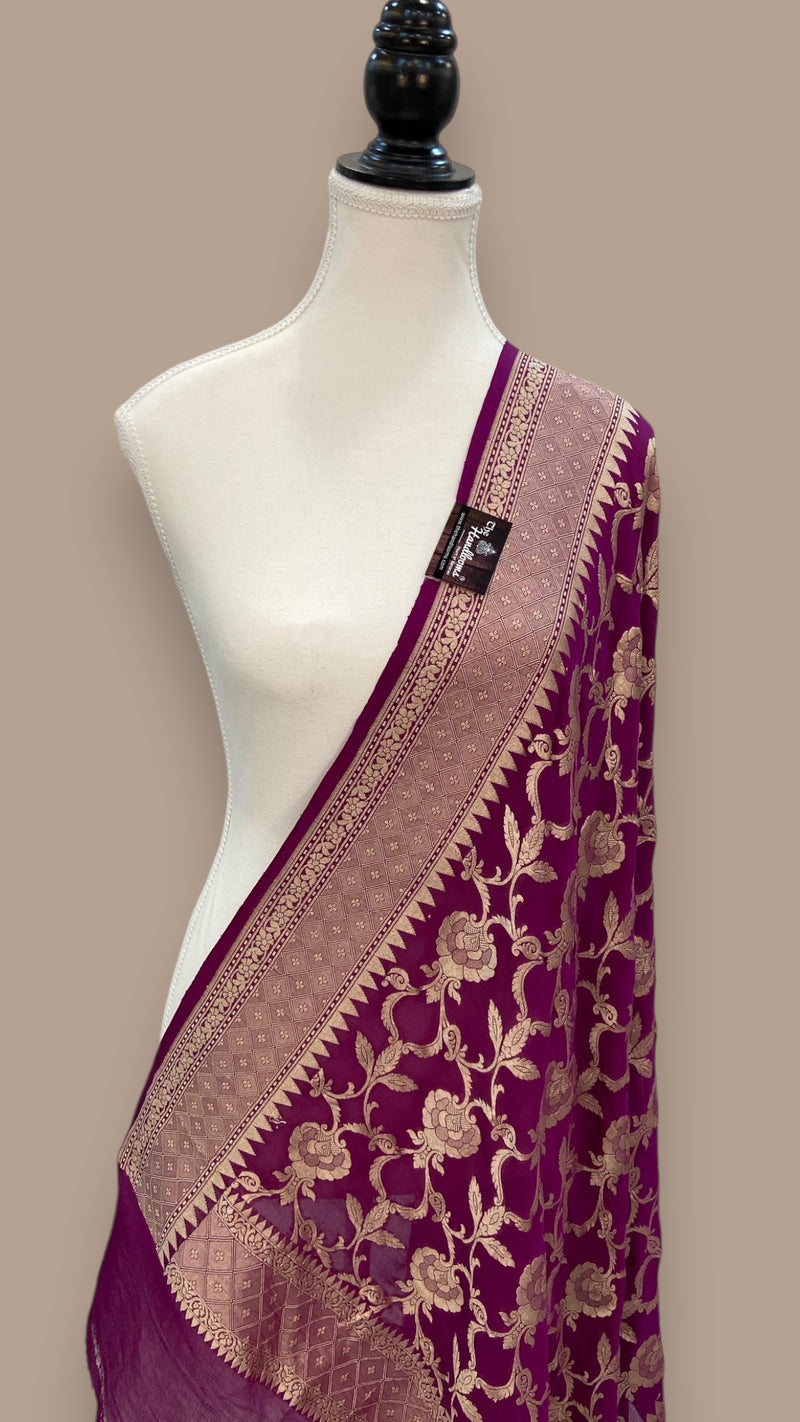 Khaddi Georgette Handloom Banarasi Dupatta - The Handlooms