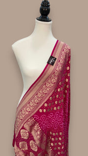 Pure Georgette Banarasi Bandhej Handloom Dupatta - The Handlooms