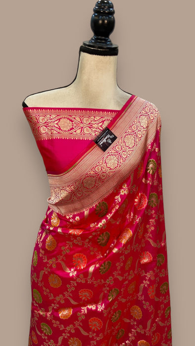 Pure Katan Silk Banarasi Handloom Saree - All over Jaal work - With Meenakari