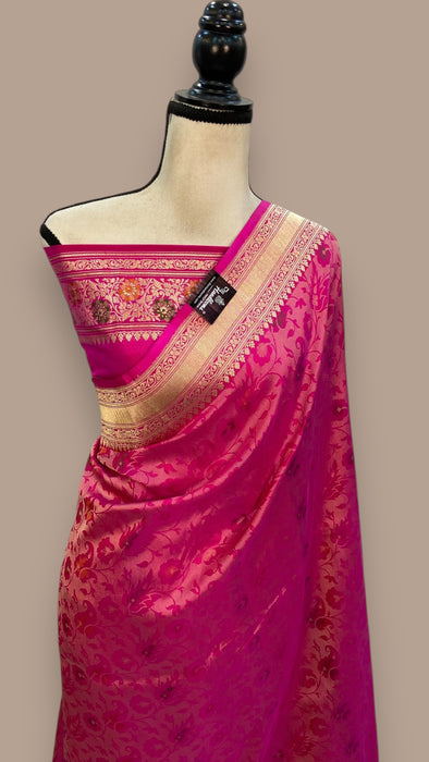 Pure Katan Silk Banarasi Handloom Saree - Tanchui Brocade With Meenakari