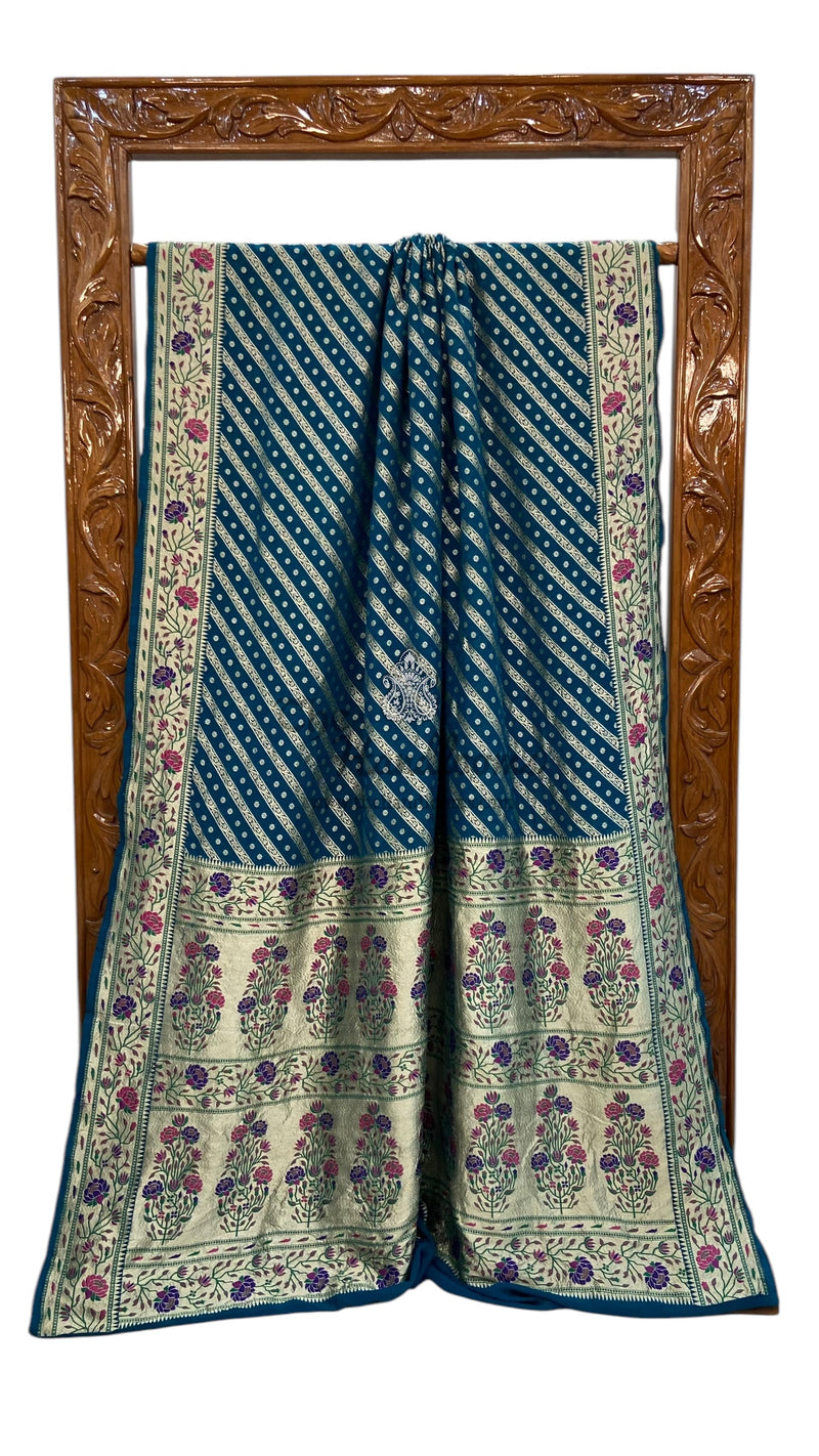 Pure Georgette Banarasi Handloom Saree - with meenakari work - The Handlooms